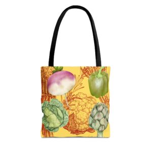 Colorful Vegetable Tote Bag, Eco-Friendly Shopping Bag, Unique Gift for Foodies, Farmers Market Tote, Reusable Grocery Bag
